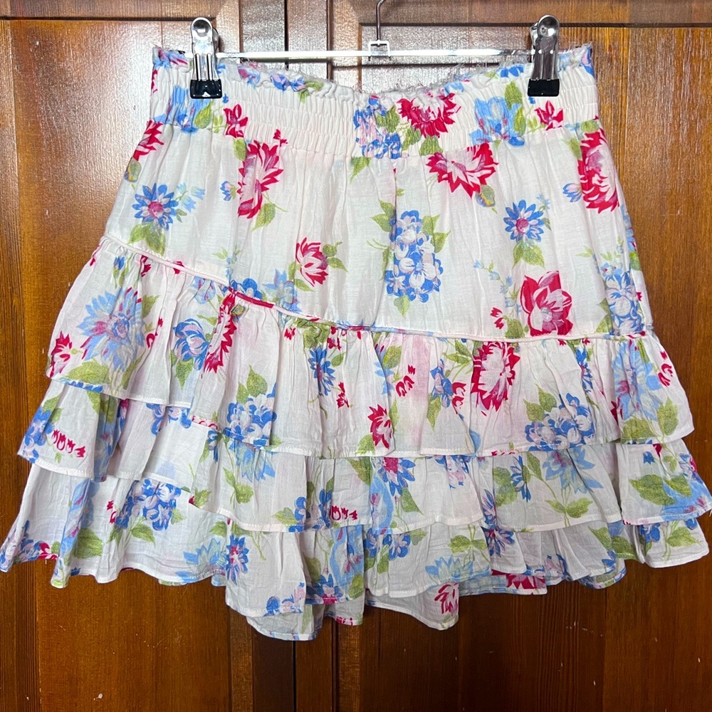 Loveshackfancy Ruffle Mini Floral Skirt Size S